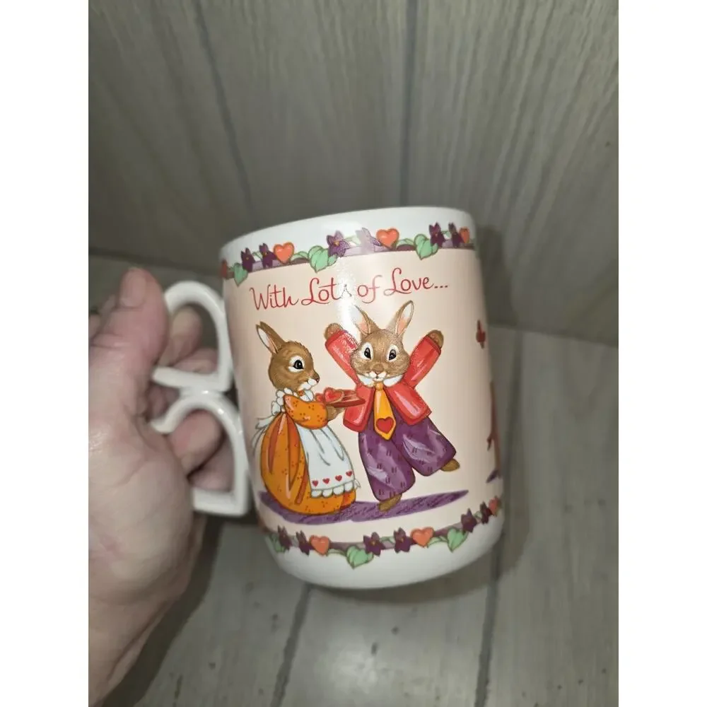 Vtg To Some Bunny Special Coffee Mug Tea Cup Hearts Handle With Lots of Love